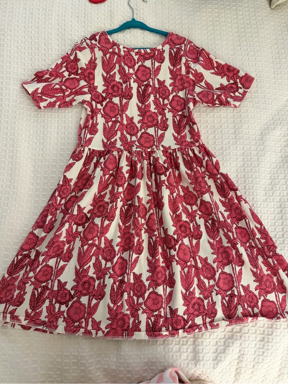 Pink Chicken White Dress with Fuchsia Floral Print